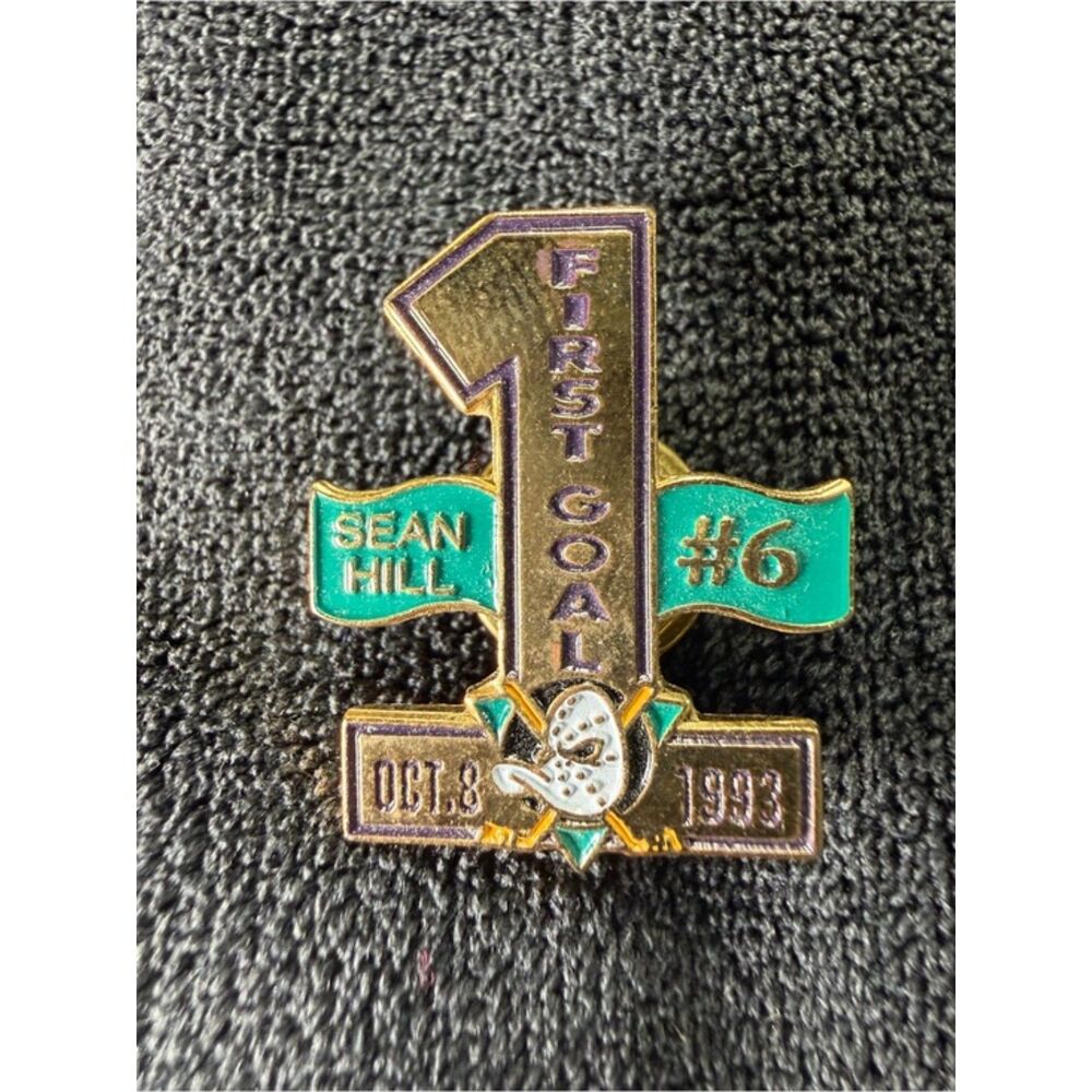 Sean Hill #6 First Goal Oct. 8, 1993 Mighty Ducks of Anaheim Pin